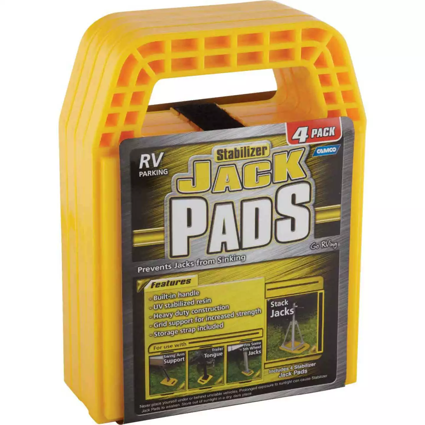Camco Interlocking W/Built-in Handle RV Stabilizer Jack Pads, (4-Pack) 4 Camco Interlocking W/Built-in Handle RV Stabilizer Jack Pads, (4-Pack) - Image 2