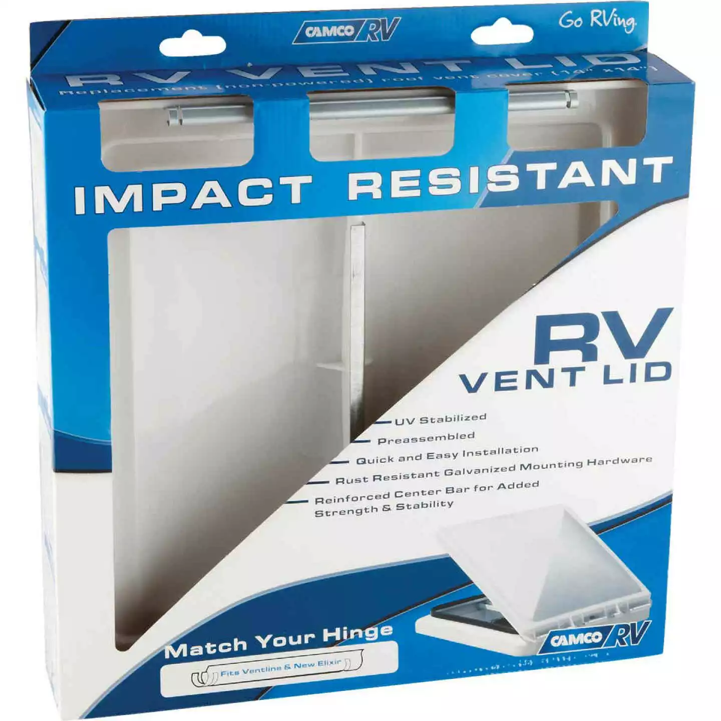Camco 14 In. X 14 In. Poly Impact-resistant RV Vent Lid 4 Camco 14 In. X 14 In. Poly Impact-resistant RV Vent Lid - Image 2