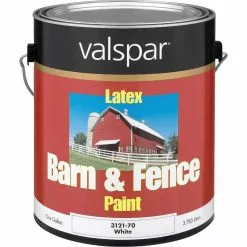 Valspar Latex Paint & Primer In One Flat Barn & Fence Paint, White, 1 Gal.