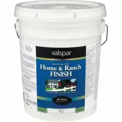 Valspar Exterior Latex Self Priming Flat Home And Ranch Finish, White, 5 Gal.