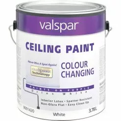 Valspar Color Changing Latex Flat Ceiling Paint, White, 1 Gal.