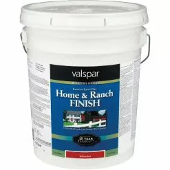 Valspar Exterior Latex Self Priming Flat Home And Ranch Finish, Brilliant Red, 5 Gal.
