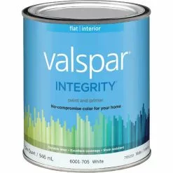 Valspar Integrity Latex Paint And Primer Flat Interior Wall Paint, White, 1 Qt.