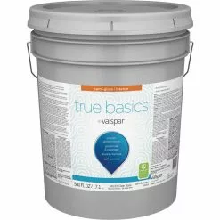 True Basics By Valspar Semi-Gloss Interior Paint, 5 Gal., Clear Base
